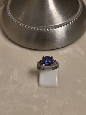 925 Silver CZ and Amethyst Ring Size 4
